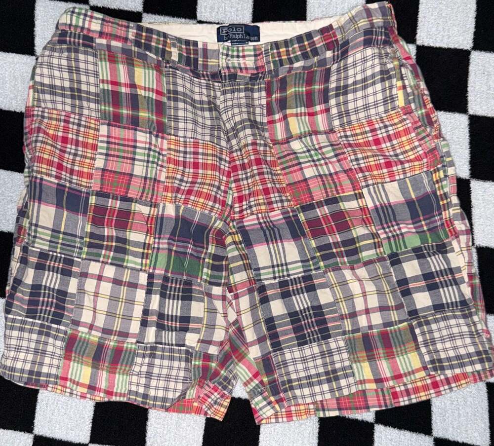 Polo Ralph Lauren Patchwork Madras Plaid Shorts Size 36